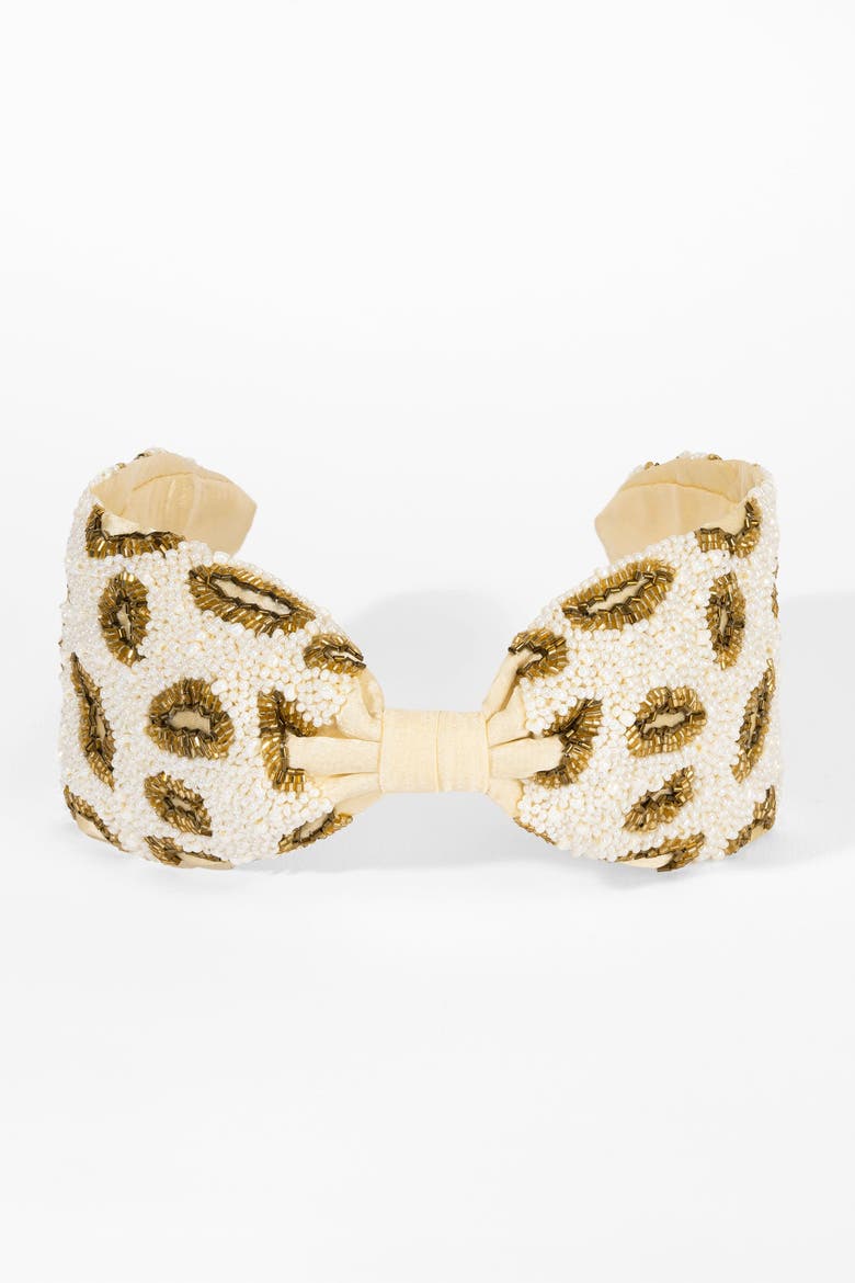 Champagne Leopard Headband, Alternate, color, Ivory