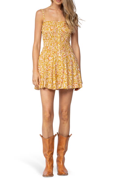 Cotton Smocked Minidress