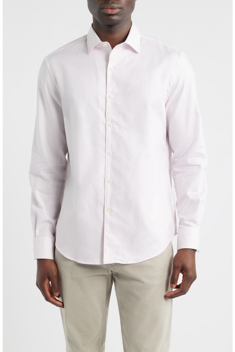 Alvin Shaped Fit Mini Check Button-Up Shirt, Main, color, DUSTY PINK