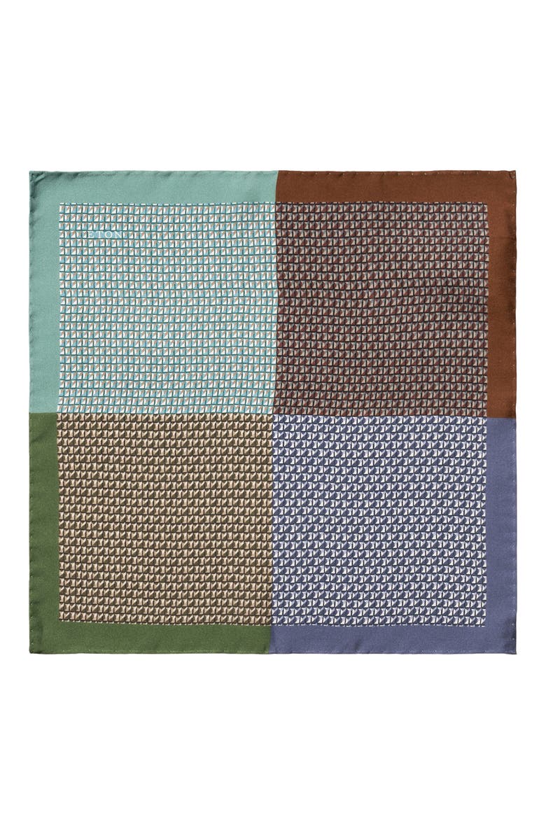 Geo Four Silk Twill Pocket Square, Alternate, color, MULTI