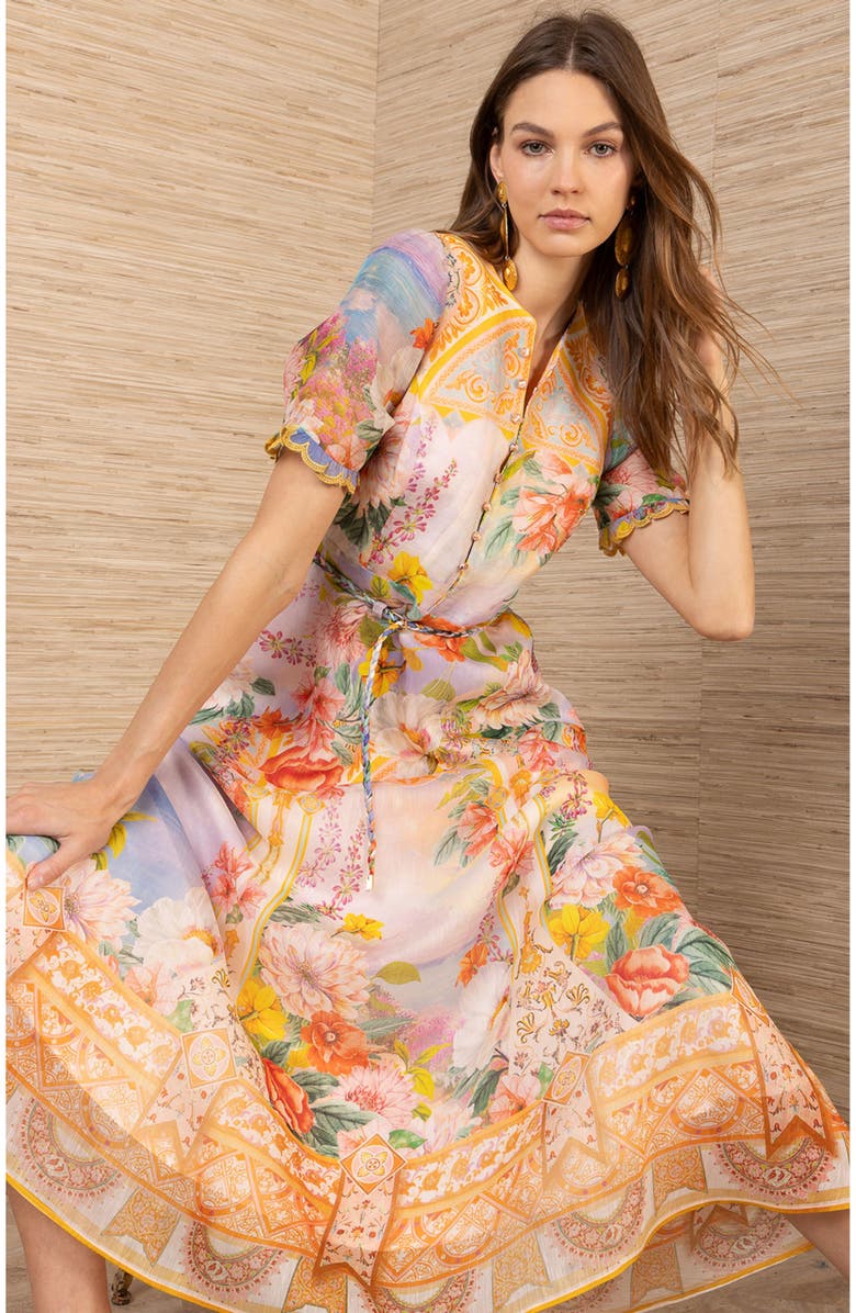 Hale Bob Cyrilla Linen Organza Maxi Dress, Alternate, color, Gold