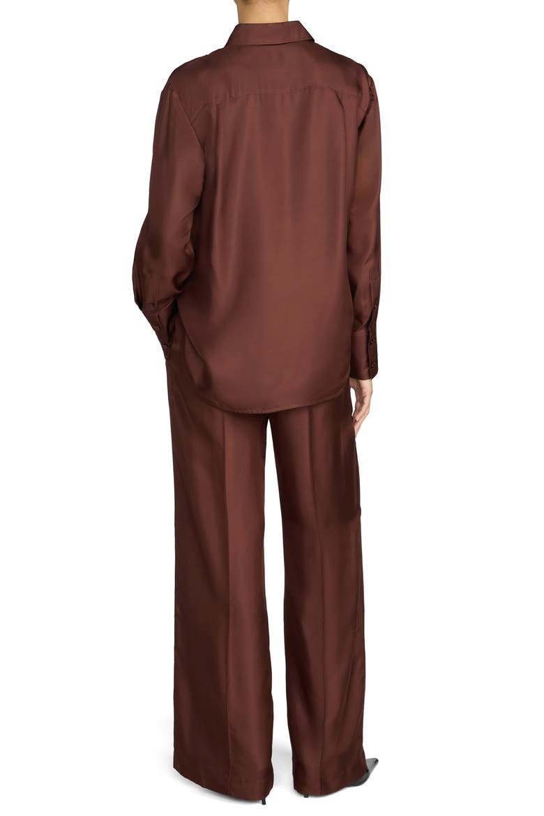The Pintuck Wide Leg Silk Lounge Pants, Alternate, color, CURRANT