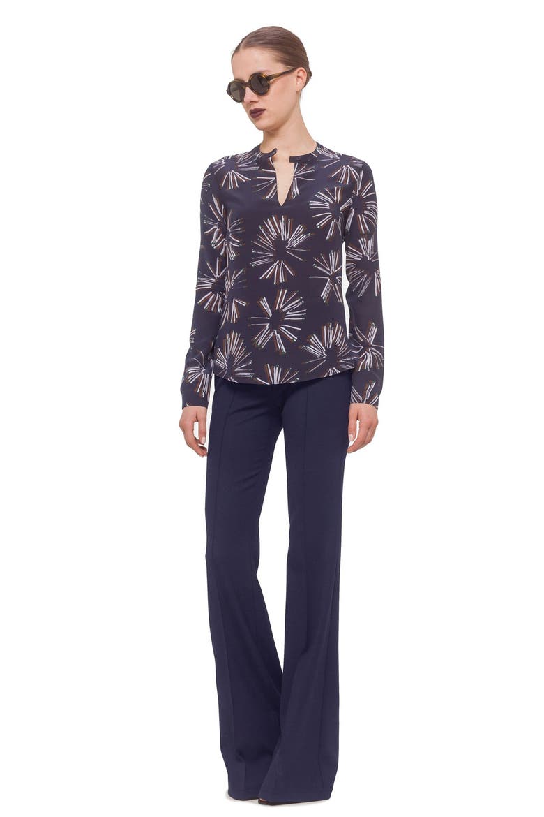 Long Sleeve Print Silk Blouse, Main, color, ULTRAMARINE