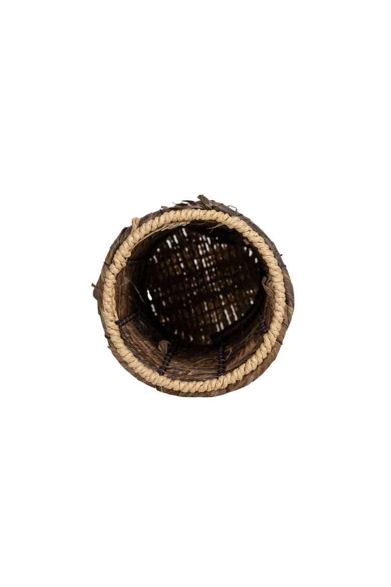 Metal & Woven Seagrass Bottle Holder 10.2", Alternate, color, Brown