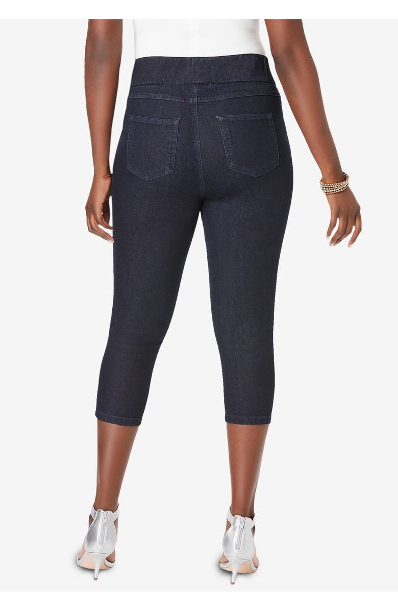 Jessica London Comfort Waist Stretch Denim Capris, Alternate, color, Black