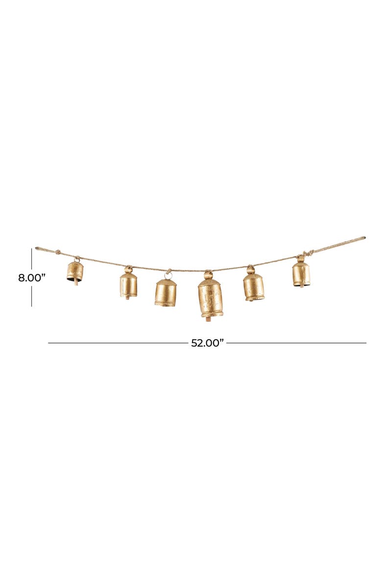 WILLOW ROW Bohemian Metal Cow Bell Garland, Alternate, color, Gold