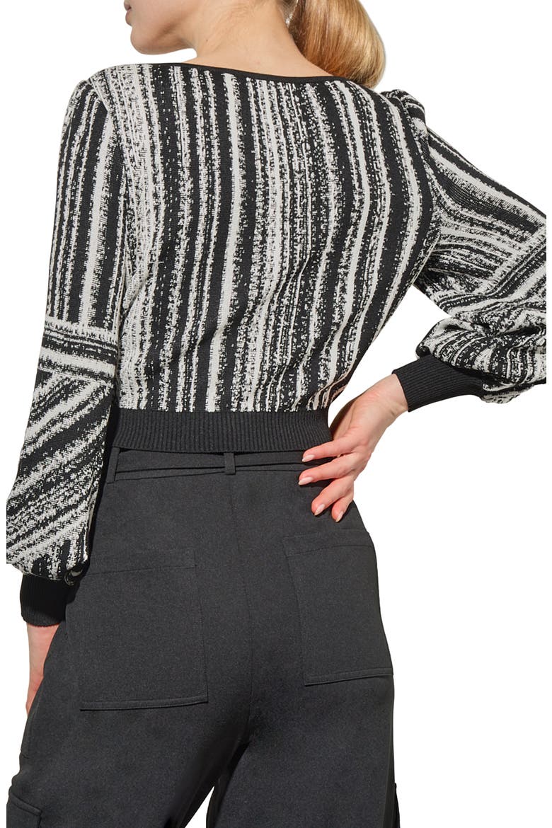 Vari Stripe Bustier Knit Crop Top, Alternate, color, BLACK/IVORY