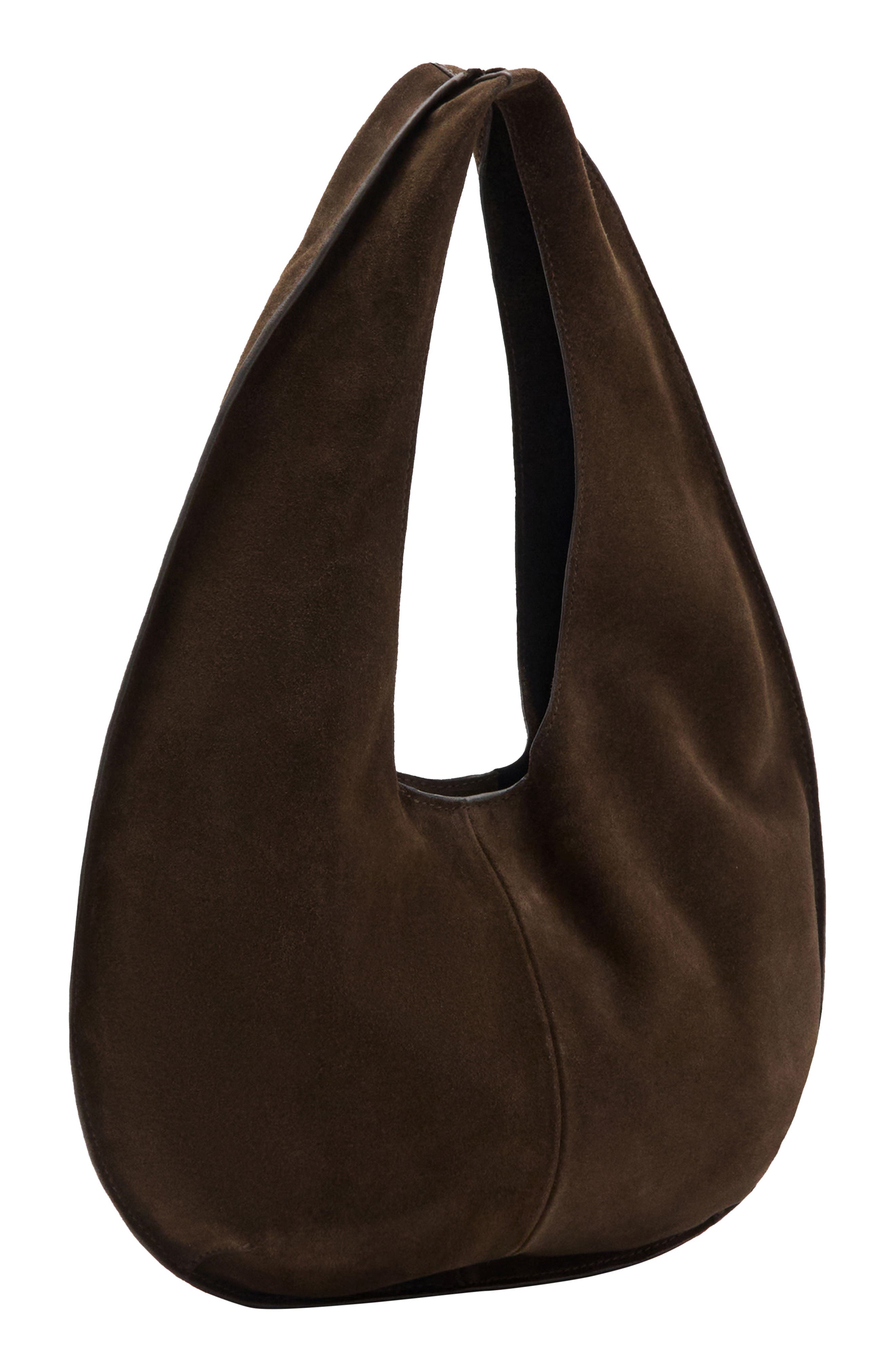Small Leather Hobo Bag, Alternate, color, CHOCOLATE