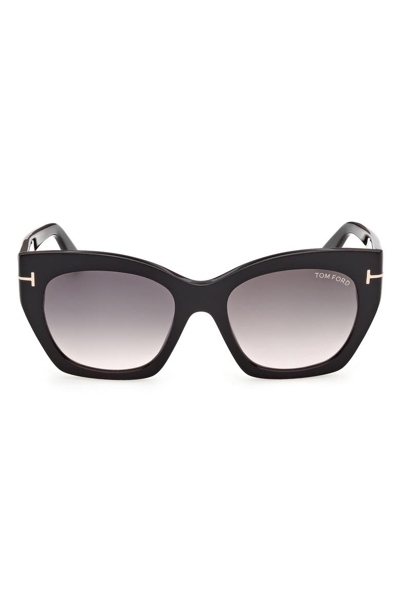 TOM FORD Joni 54mm Gradient Butterfly Sunglasses, Main, color, Black / Rose Gold / Smoke