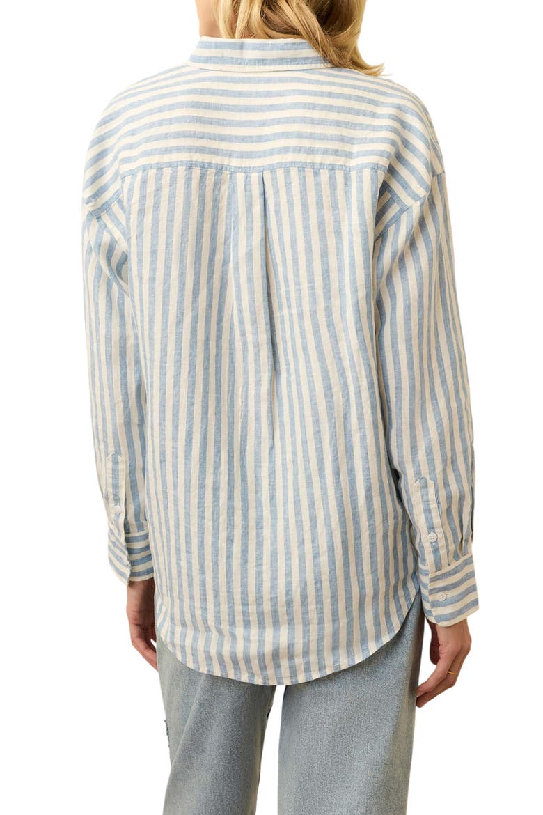 Laguna Stripe Linen Button-Up Shirt, Alternate, color, OCEAN LUCY STRIPE