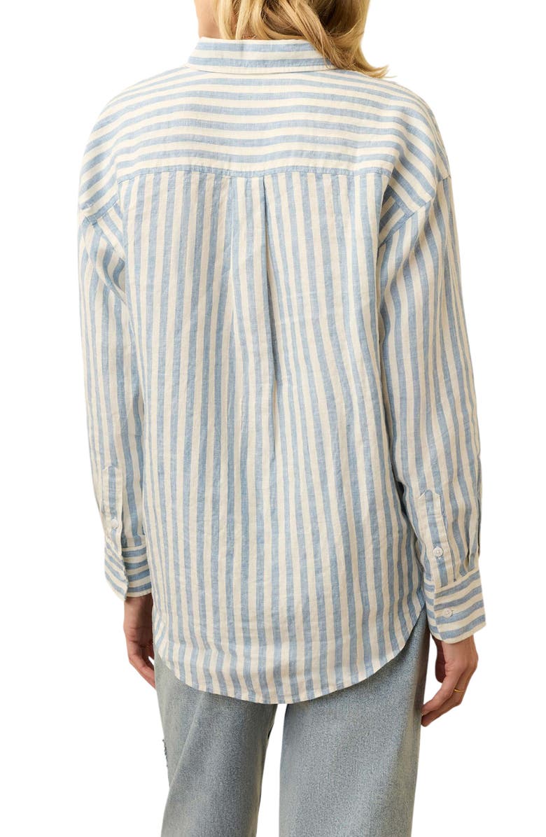 Faherty Laguna Stripe Linen Button-Up Shirt, Alternate, color, Ocean Lucy Stripe