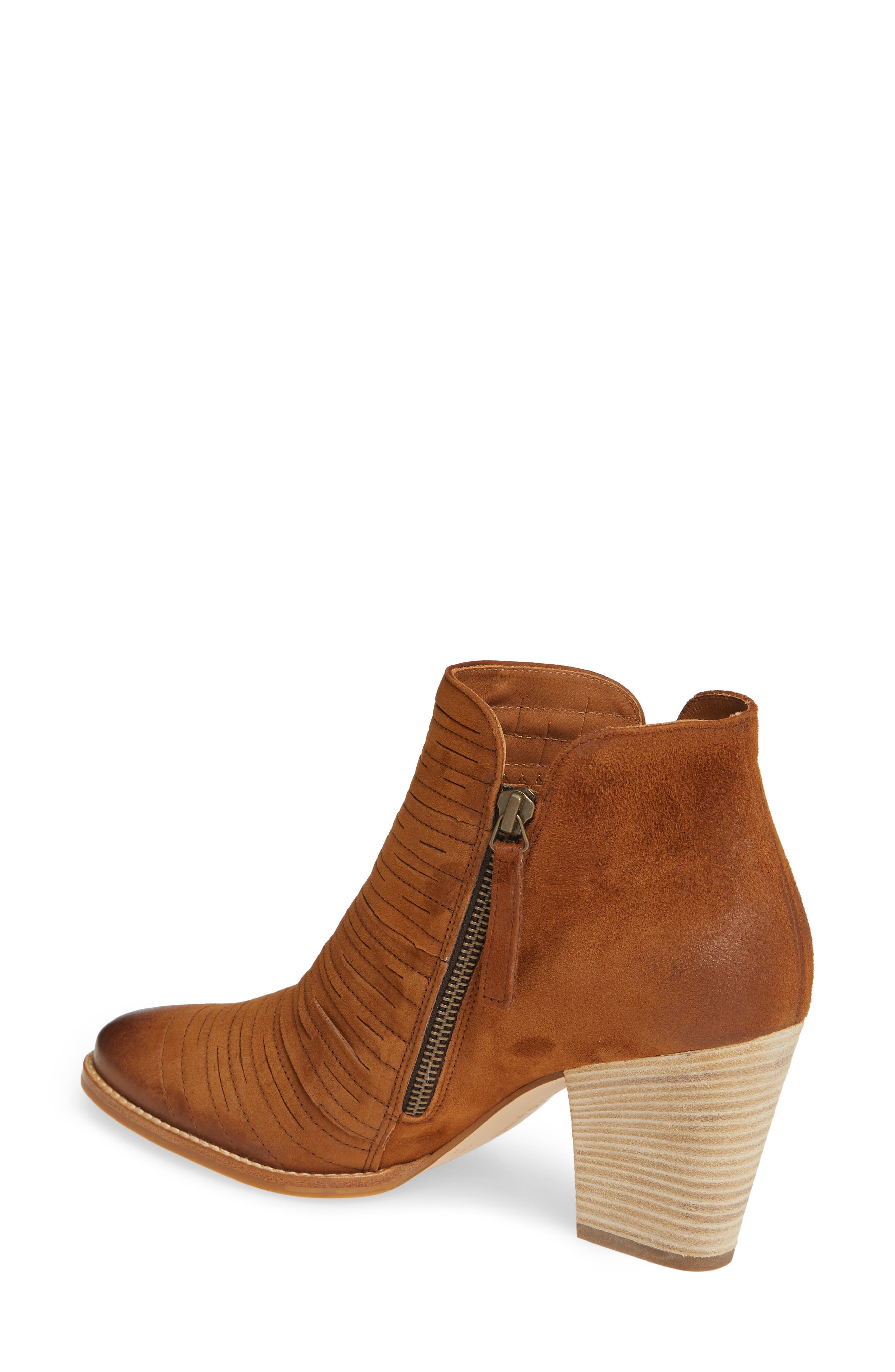 Malibu Sliced Zip Bootie, Alternate, color, COGNAC