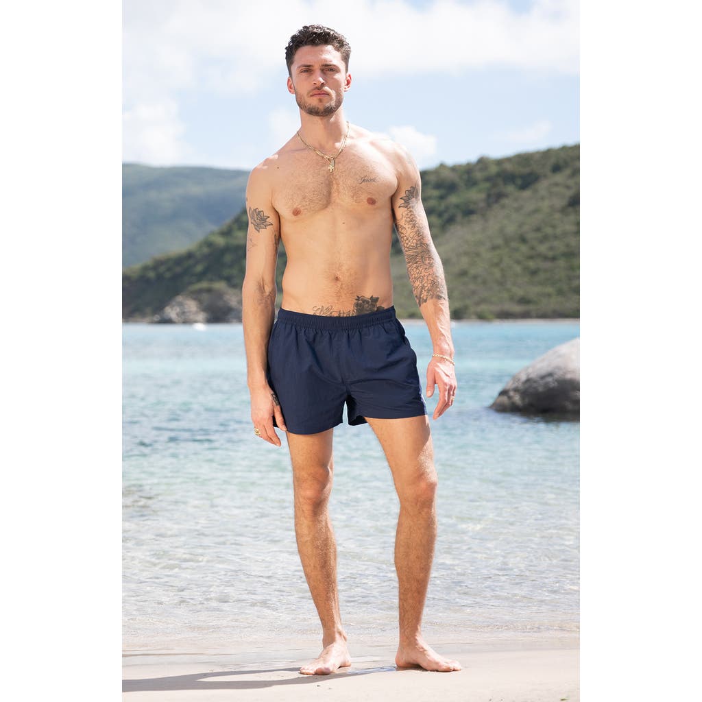 Auto-reply™ Sebastian Solid 4-inch Nylon Swim Trunks In Blue