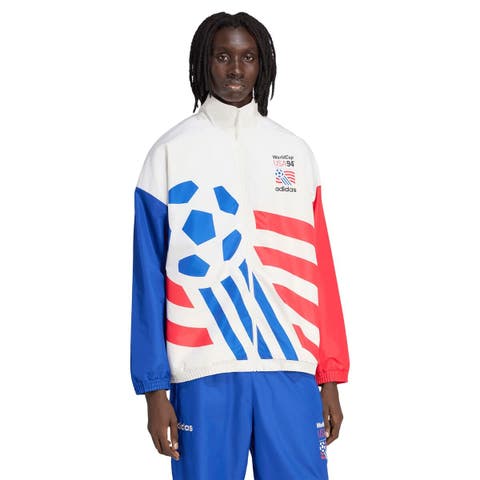 Men's adidas  White USMNT 1994 World Cup Full-Zip Woven Track Jacket