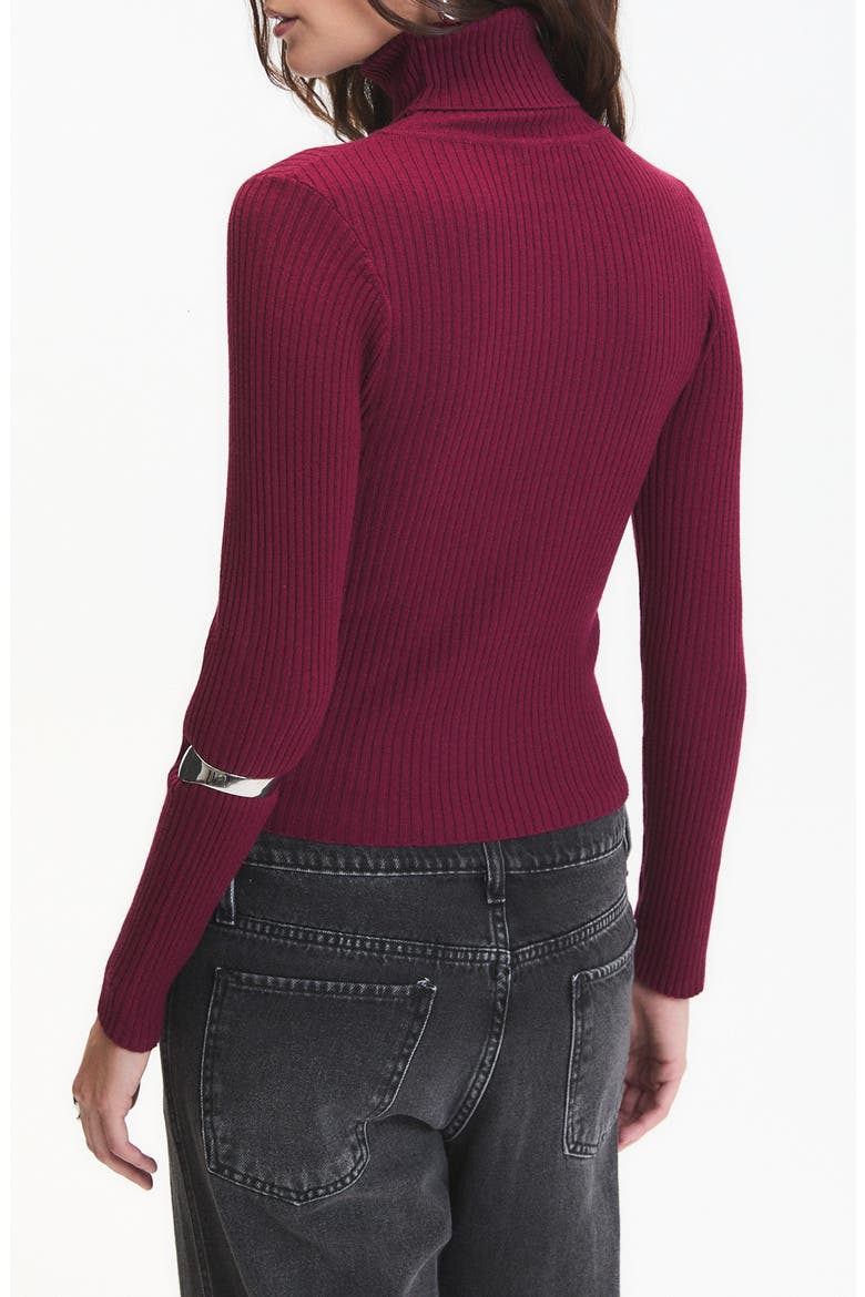 Mylo Ribbed Turtleneck Sweater, Alternate, color, WINE
