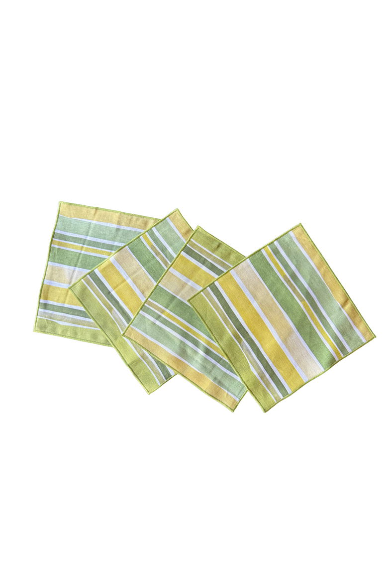 Lagos Stripe Cocktail Napkin set, Main, color, Green