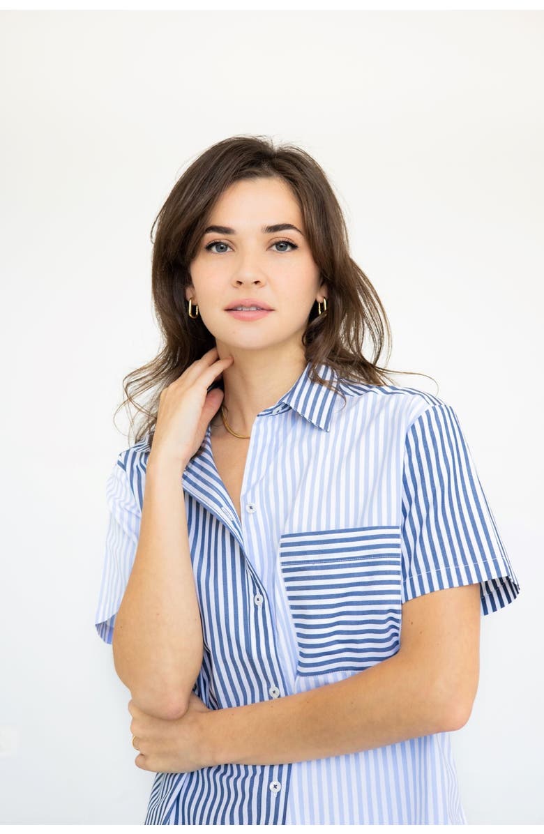 SALUA Amalfi Stripes Resort Capri Set, Alternate, color, Light Blue-Navy