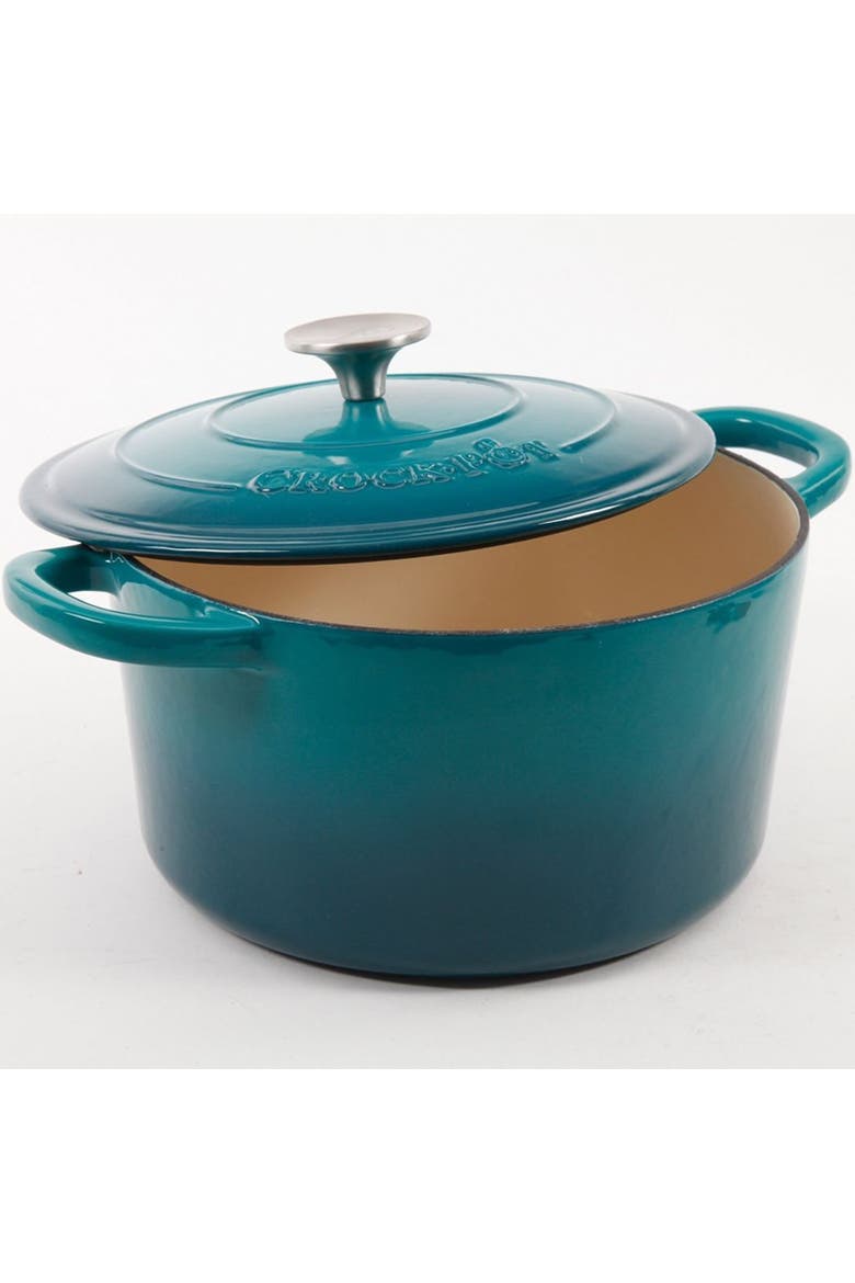 5 Quart Round Enameled Cast Iron Dutch Oven, Alternate, color, Blue