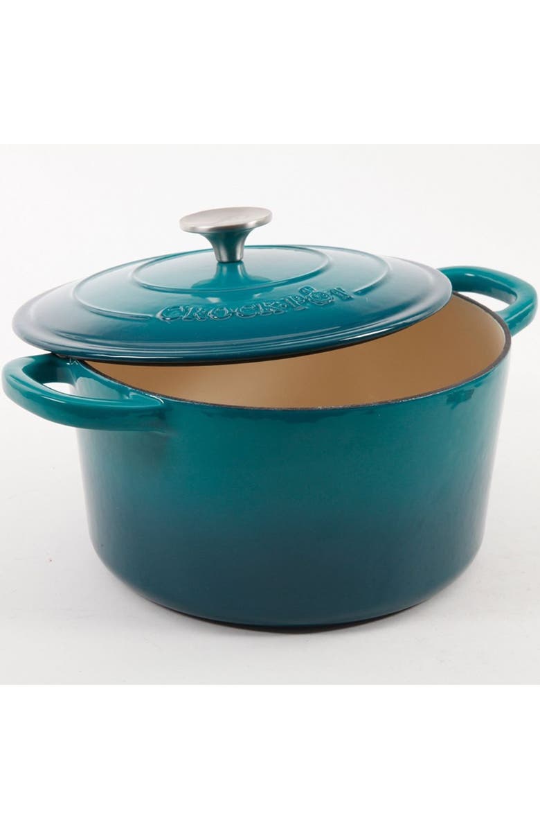 Crock-pot 5 Quart Round Enameled Cast Iron Dutch Oven, Alternate, color, Blue