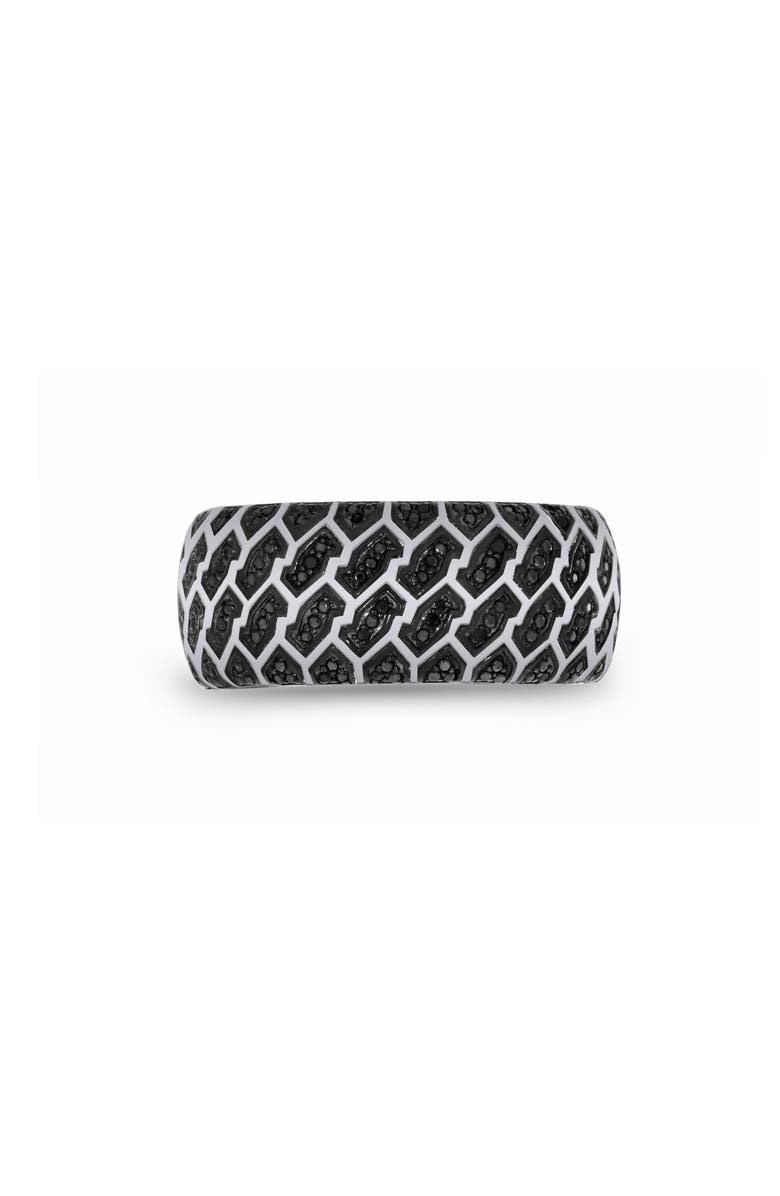 LuvMyJewelry Fast Track Tire Tread Sterling Silver & Black Diamond Ring, Main, color, Dark Grey