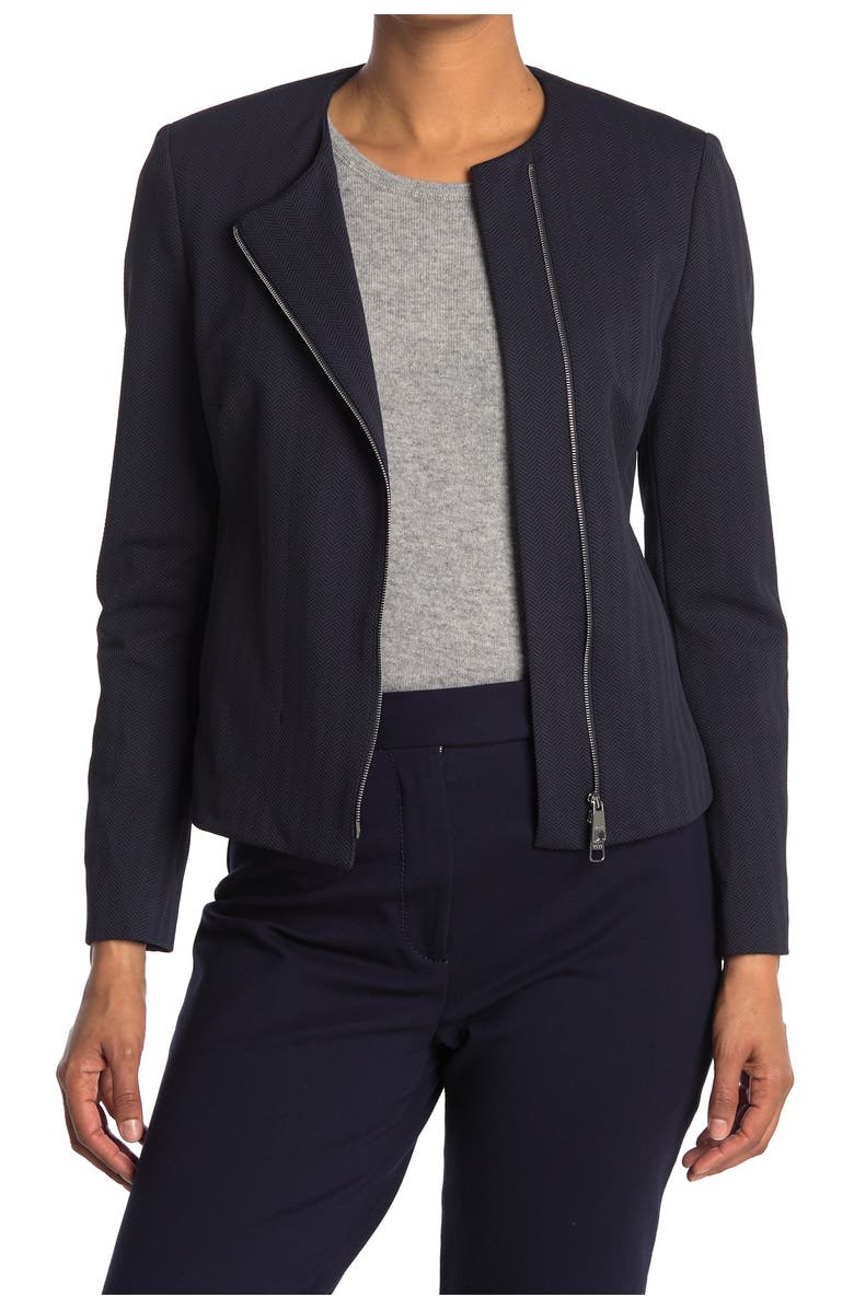 BOSS Jersa Herringbone Zip Front Jacket, Main, color,