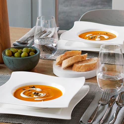 Villeroy & Boch Set Of 4 New Wave Rim Soup Bowls In White