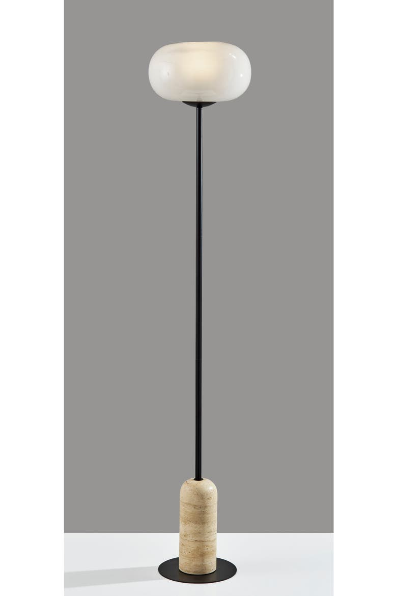 Byron Floor Lamp with Glass Globe Shade, Alternate, color, BLACK