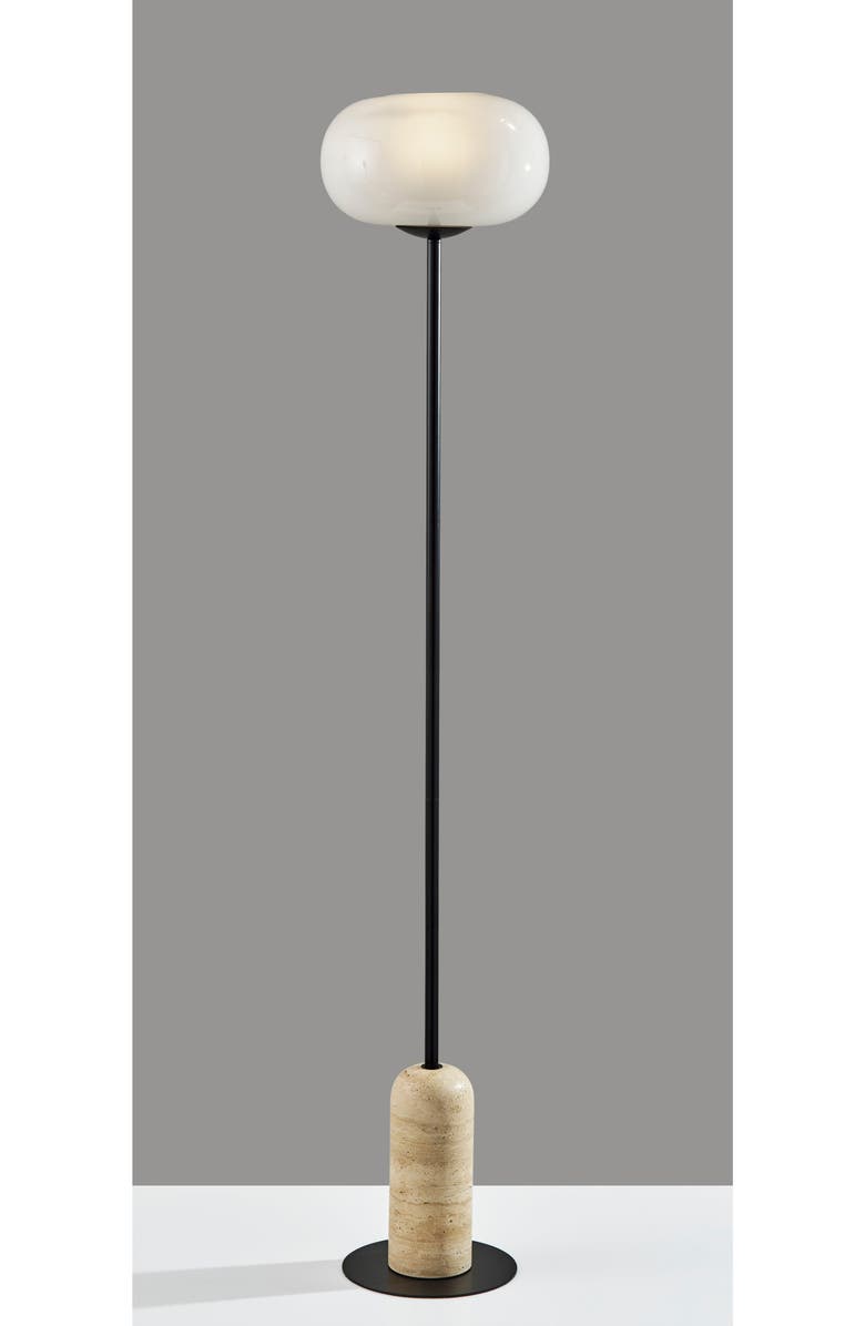 ADESSO LIGHTING Byron Floor Lamp with Glass Globe Shade, Alternate, color, Black