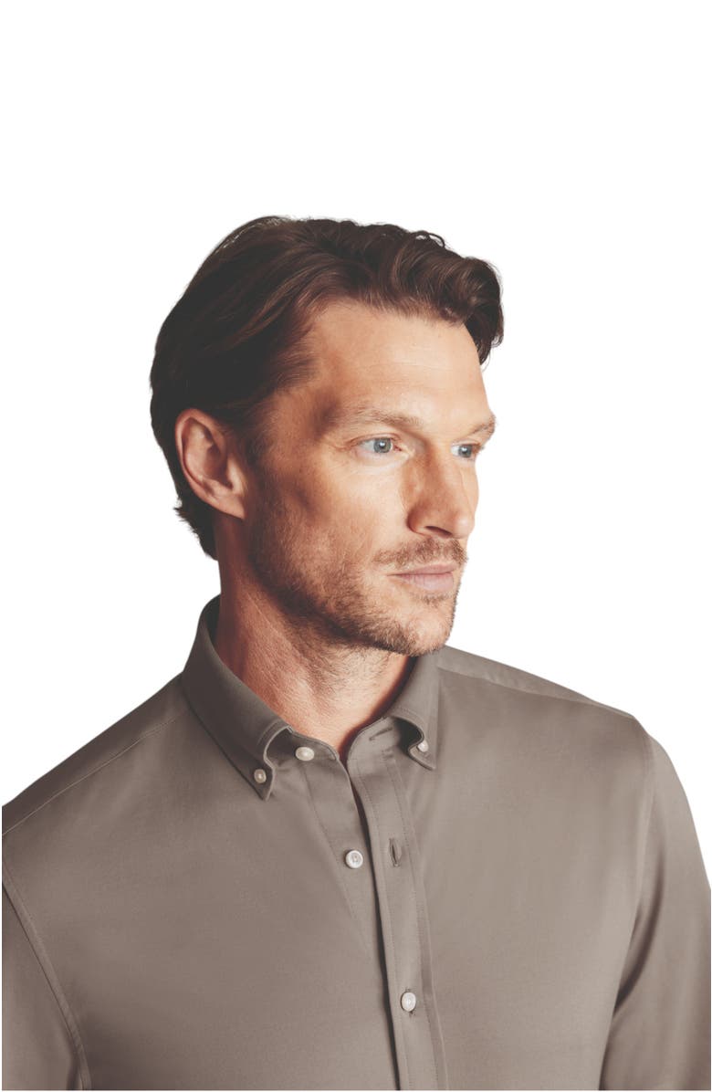 Charles Tyrwhitt 4 Way Stretch Jersey Shirt, Alternate, color, Mocha