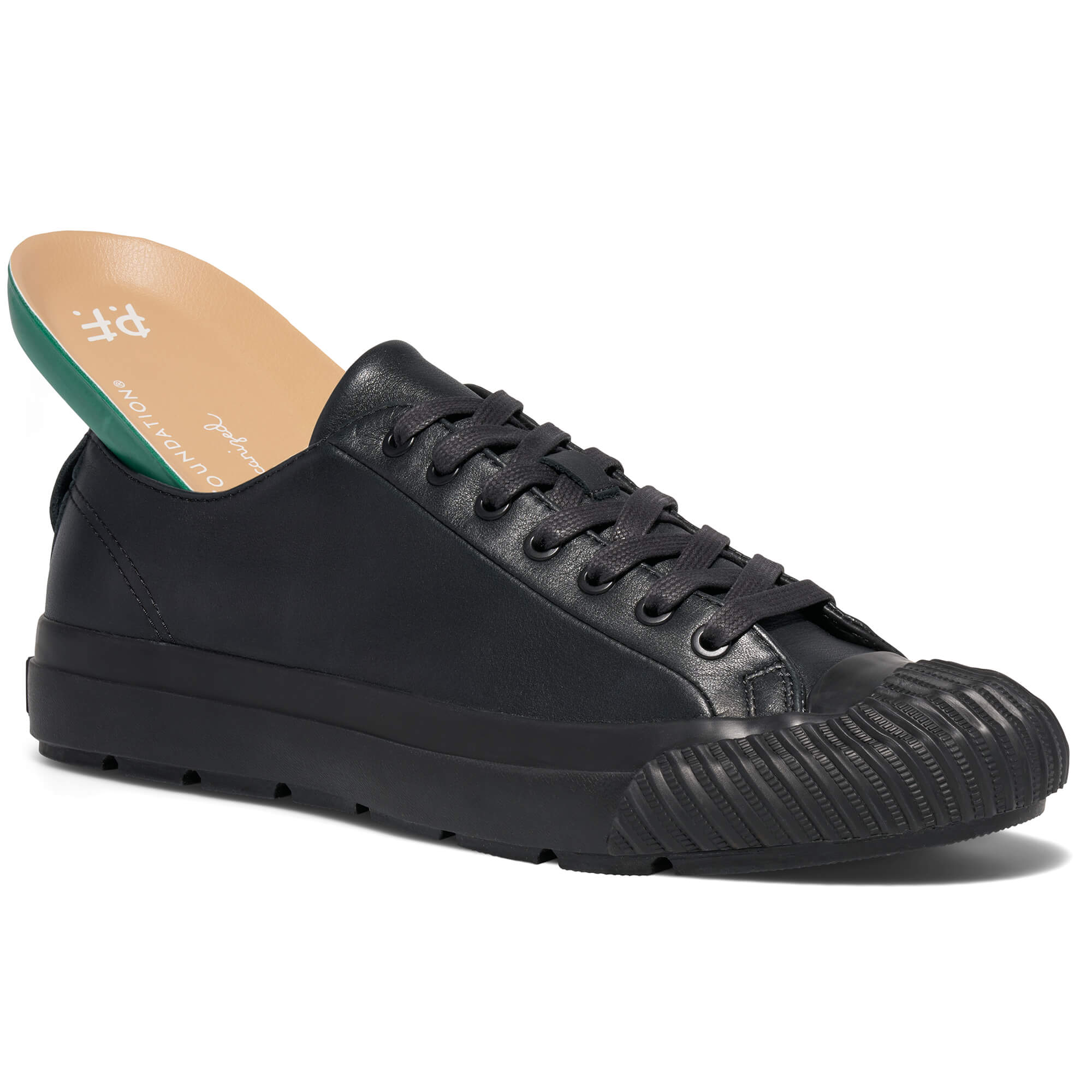 P.F. Flyers Grounder Leather Low-Top Sneaker, Alternate, color, Black