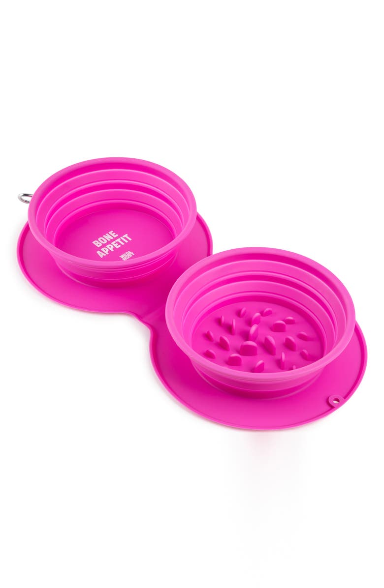 Core Home Break Time 2-Piece Silicone Pet Bowl Travel Duo Set, Alternate, color, Wild Orchid