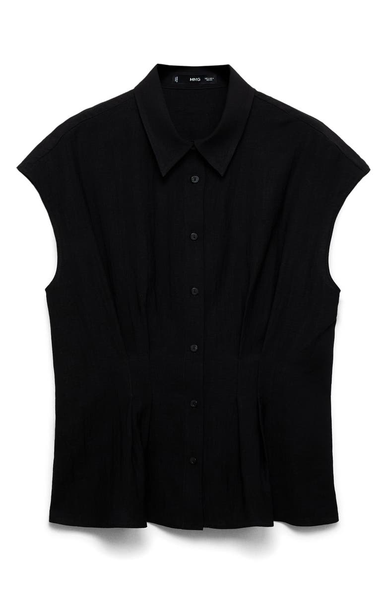 MANGO Pleat Front Sleeveless Button-Up Shirt, Alternate, color,