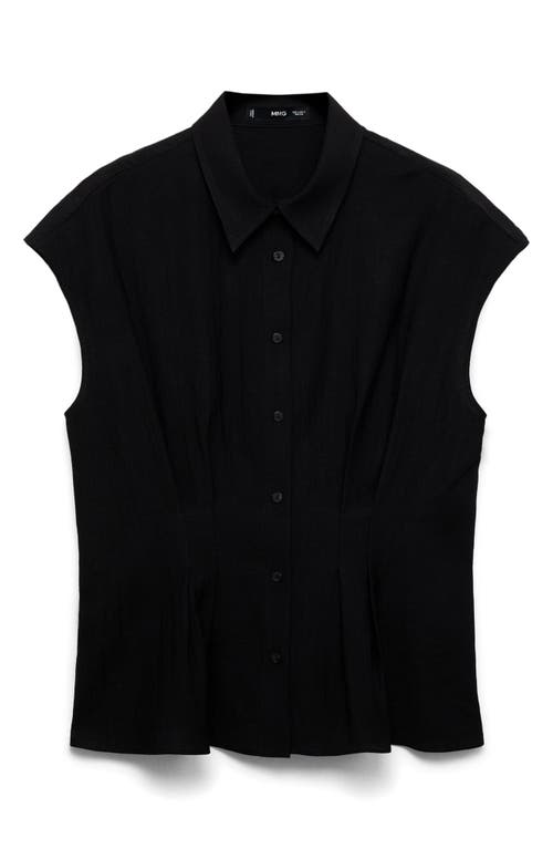 Mango Pleat Front Sleeveless Button-up Shirt