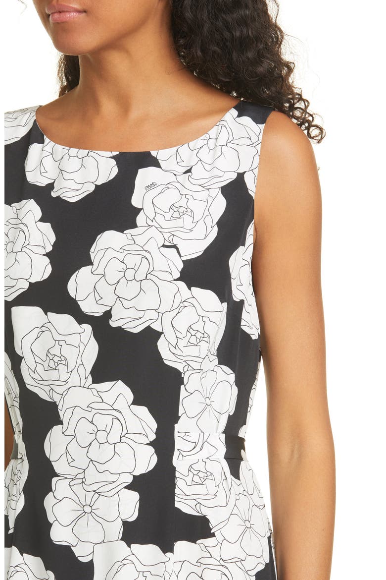 Chacha Ruffle Floral Silk Dress, Alternate, color, BLACK FINE FLOWER