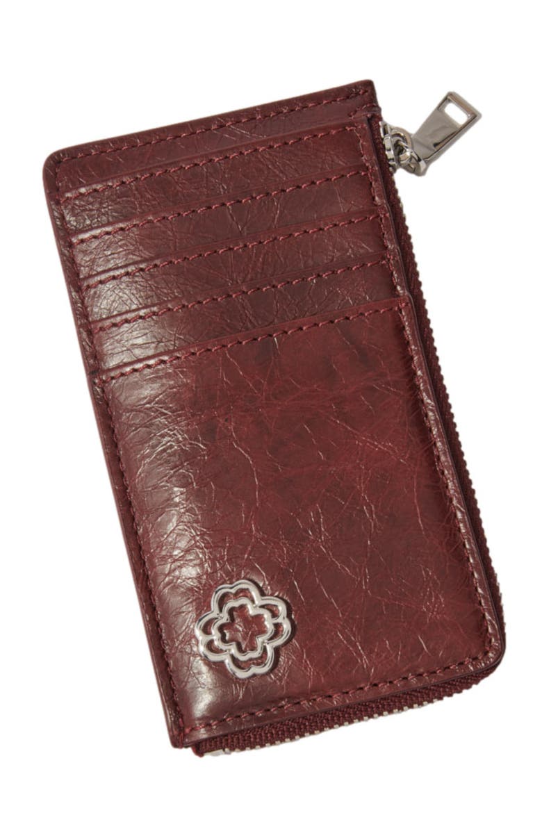 maje Crackled leather cardholder, Alternate, color, Burgundy