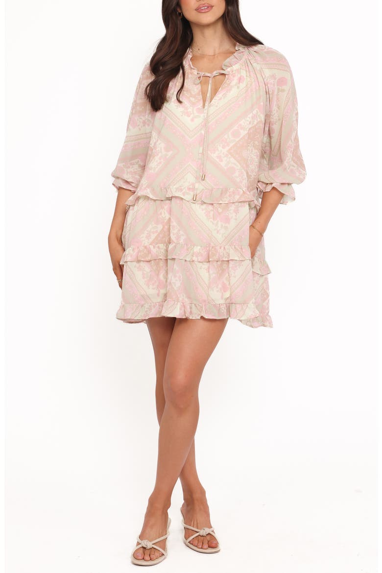 Hawken Floral Tiered Minidress, Main, color, SAGE PAISLEY
