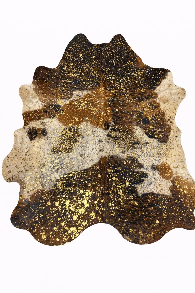 Eco Hides RH Rugs Luma Metallic Gold Cowhide Rug 8'3" × 6'11", Main, color, Metallic Gold