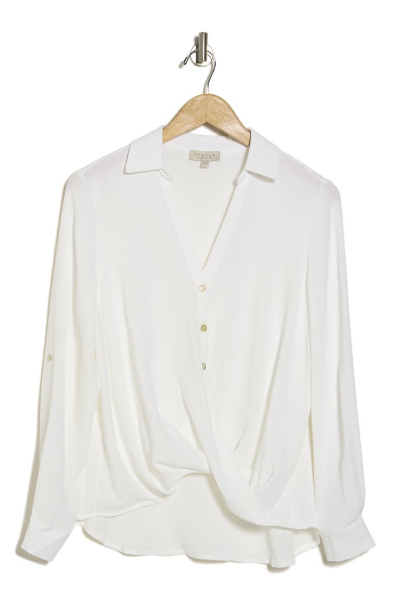 Surplice Long Sleeve Wrap Top, Alternate, color, WHITE