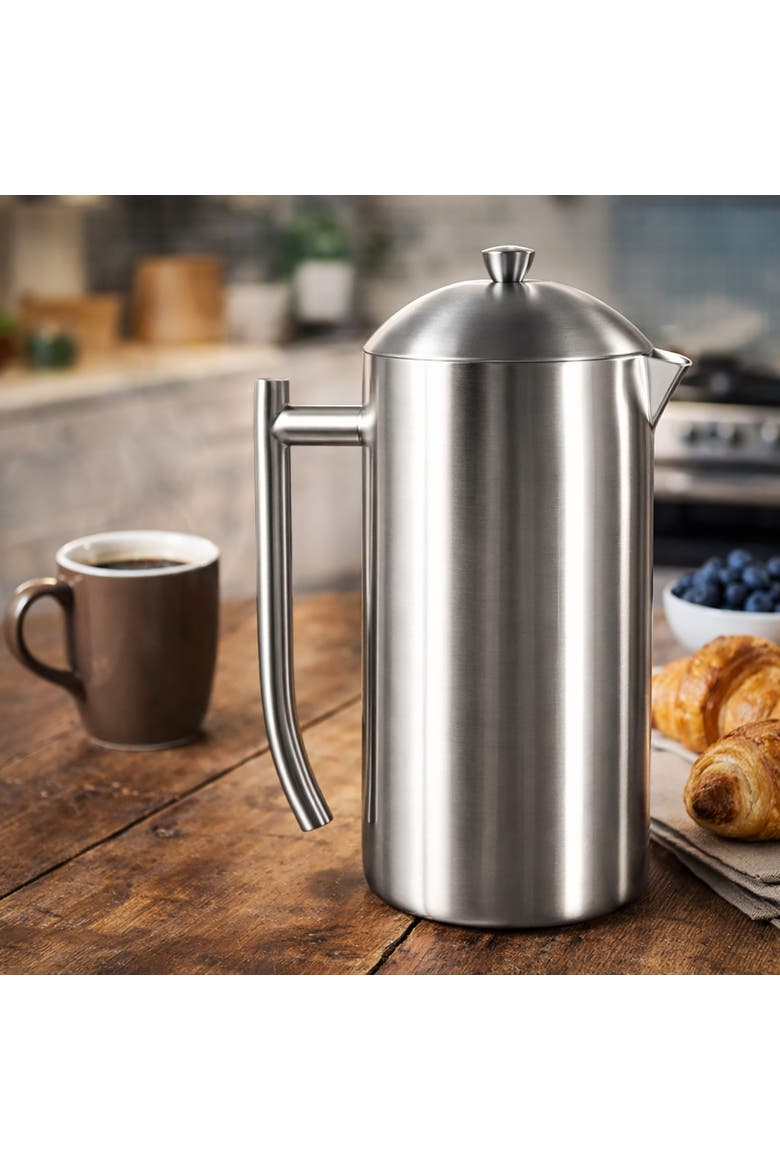 Brushed 18/10 Stainless Steel French Press Coffee Maker, 17-ounce, Alternate, color, Silver