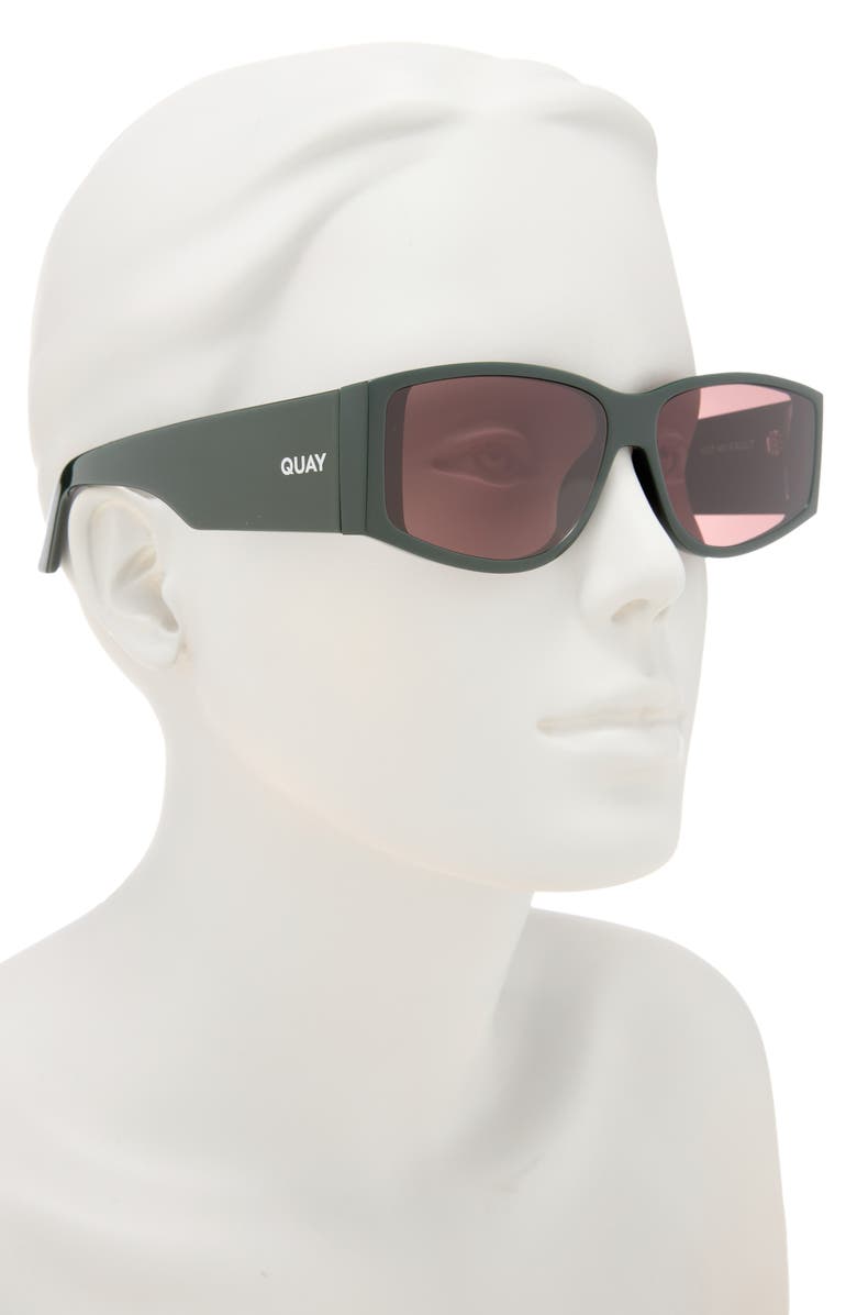 QUAY Not My Fault 41mm Rectangular Sunglasses, Alternate, color, Deep Green/Brown