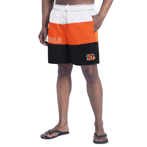 Men's G-III Sports by Carl Banks  Black/Orange Cincinnati Bengals Sunrise Volley Swim Shorts