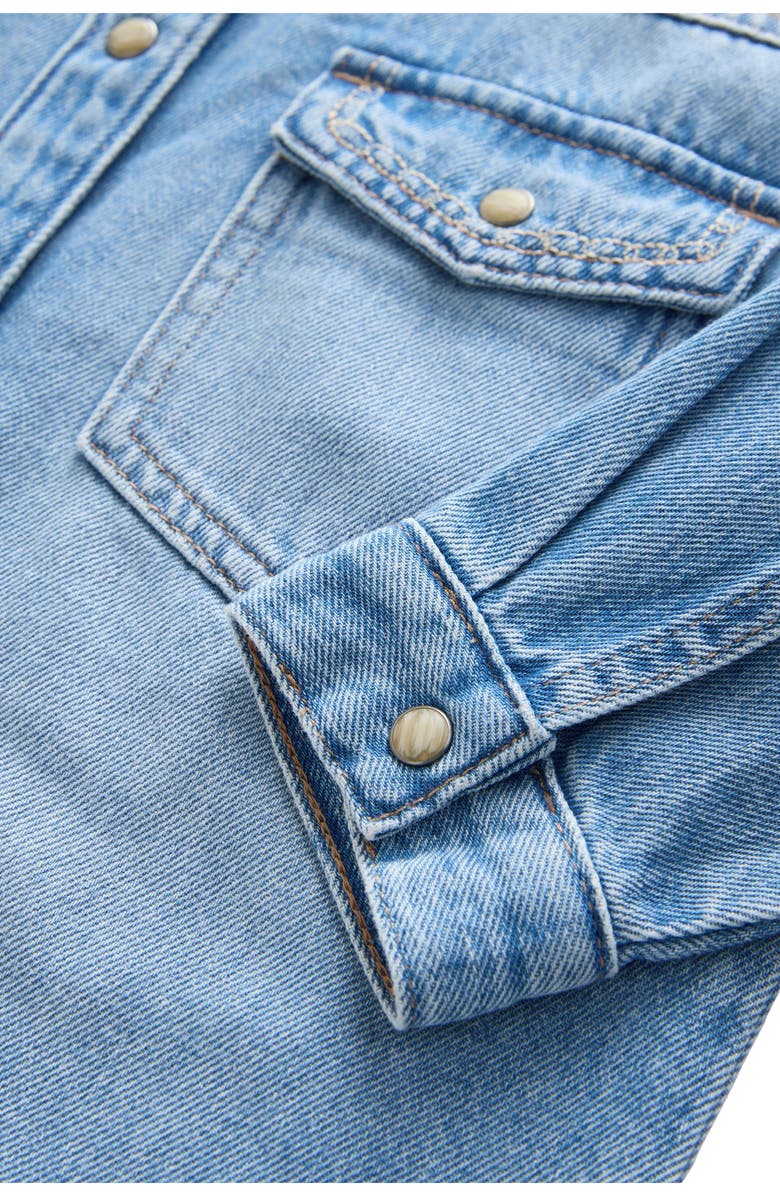 NEXT Kids' Embroidered Long Sleeve Denim Western Shirtdress, Alternate, color, 