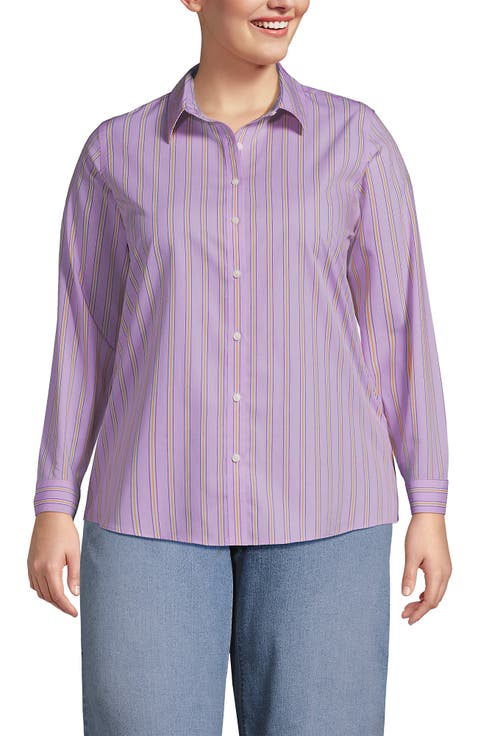 Plus Size No Iron Button Front Shirt