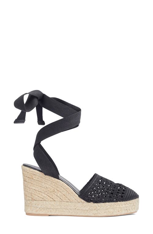 Lk Bennett Magnolia Ankle Wrap Wedge Sandal In Black