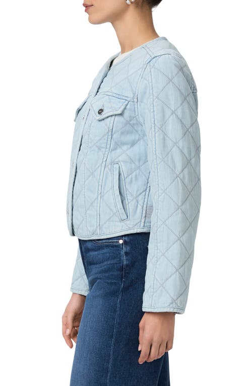 Paige Jayla Quilted Crop Denim Jacket In Aella