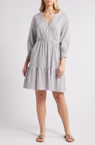beachlunchlounge Azalea Stripe Tiered Cotton Blend Dress