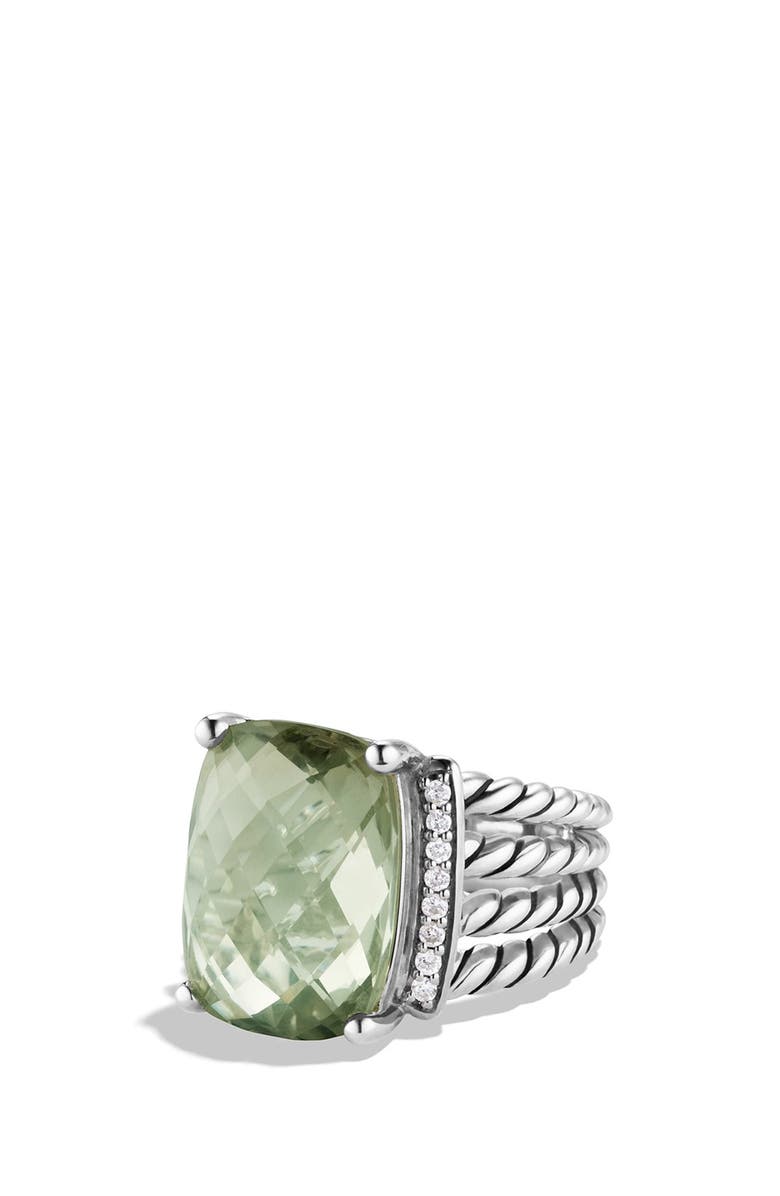 David Yurman Wheaton Ring with Semiprecious Stone & Diamonds, Main, color, Prasiolite