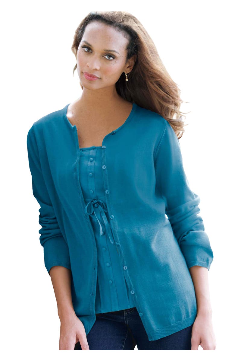 Jessica London Fine Gauge Cardigan, Alternate, color, Houndstooth