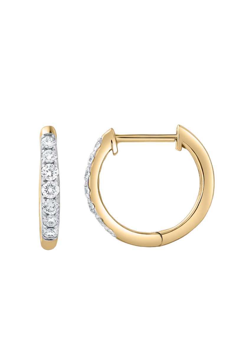 Elina 0.35 Cts 14K Gold Diamond Huggie Hoop Earrings, Alternate, color, 14K Yellow Gold