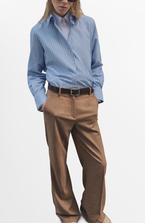 Mango Stripe Button-up Shirt In Blue